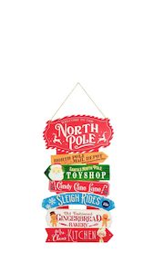 Gingerbread Peppermint And Candy Range: North Pole/Toy Shop/Gingerbread - Metal Hanging Sign
