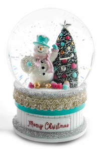 Pastel Musical Snowman Snow Globe