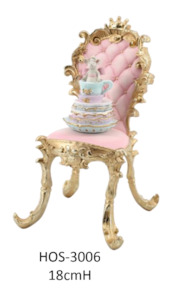 Gingerbread Peppermint And Candy Range: Pastel Pink with Gold Trim Elegant Chair with Stacked Cups and a Wee Mouse