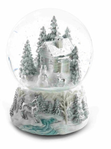 Village with Snowman Musical Snow Globe