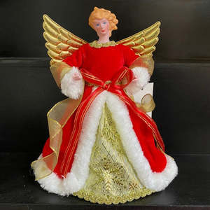Angel tree topper - Red and Gold - Small