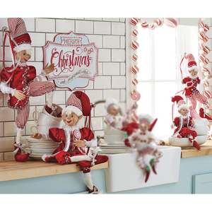 Raz Collection: Posable Red and White Peppermint Posable Elf