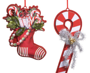 Gingerbread Peppermint And Candy Range: Hanging Festive Christmas Stocking Decoration