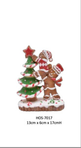 Gingerbread Dad and Son Trimming the Tree- Lets top the tree