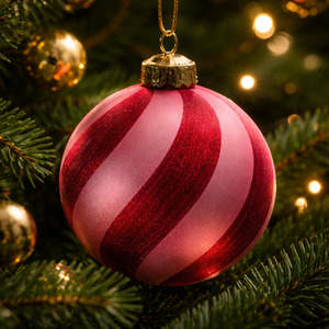 Matt and Velvet Red swirled Bauble
