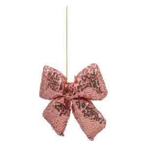 Gingerbread Peppermint And Candy Range: Pink Sequinned Padded Velvet Bow