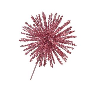 Gingerbread Peppermint And Candy Range: Pink Glittered Wand Pick