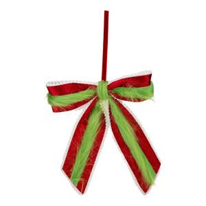 Gingerbread Peppermint And Candy Range: Fluffy Red and Green Fluffy Bow