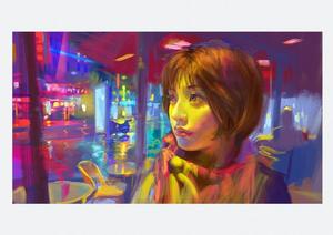 'Street Cafe in Rain' | Giclée Print