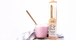 Rose Gold Smoothie Straw To-Go Pack (incl brush and bag) by Caliwoods