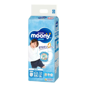 Mom Baby: Moonyman Marshmallow Skin Comfort Leak-Free Boys' XXL 13-28kg Diapers Pants 26Pcs