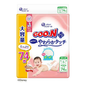 Mom Baby: Daio Paper Elleair Goon Plus Soft Touch Tape for Sensitive Skin S 4-8kg 74 Pieces