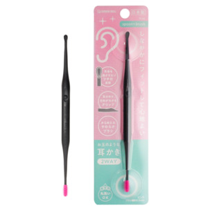Home Living: Green Bell G-2172 Ladle Shape Ear Pick with Pink Brush Head