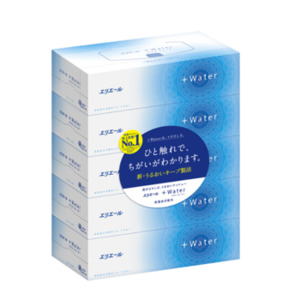 Elleair +Water Moisturizing Facial Tissue 2-Ply 180 Sheets x 5Pcs