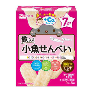 Wakodo baby snack small fish rice crackers 7+ months 20g 2pieces x 6 bags