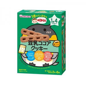 Mom Baby: Wakodo Baby Snacks Low Sweetness Soy Milk Cocoa Biscuits  16+ Months