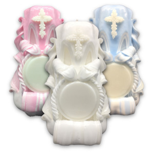 Carved Candles Cross 18cm Church Candles