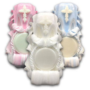 Products: Carved Candles Cross 18cm Church Candles