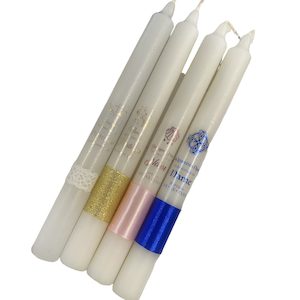 Products: Godparents Candles with Ribbon Church Candles