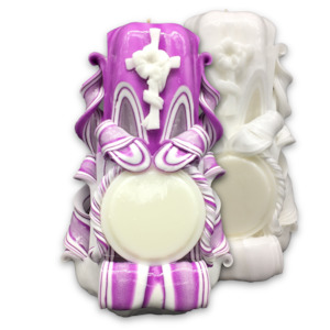 Products: Carved Candles Floral Cross 18cm Church Candles