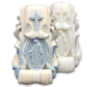 Carved Candles Our Lady of Grace 18cm Church Candles