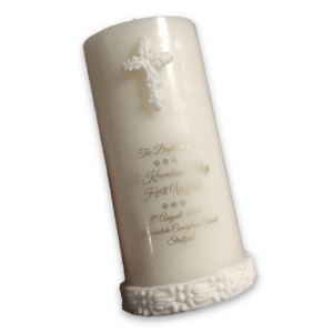 Personalised Pillar Candles Wax Decoration Church Candles