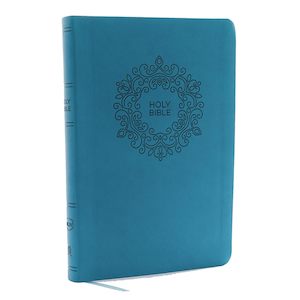 NKJV  Bible Thinline L/P Lth/Look Turquoise Comfort Print (O/P)