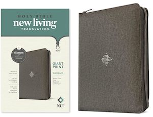 Nlt: NLT  Bible Compact G/P Zip Filament Grey I/Lth