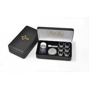 Portable: Portable Communion Set 6 Glass - Lined Box Cross On Top