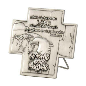 Crosses And Crucifixes: Cross Metal square - Wings as Eagles tabletop
