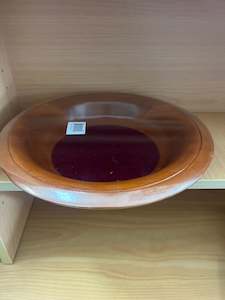 Offering Plate Wood Red Velvet (12 In)