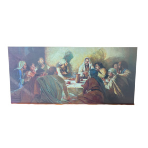 Wooden Plaques: Plaque Wood - Last Supper Sitting Around 45Cm X 25Cm