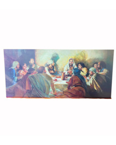Wooden Plaques: Plaque Picture Wood - Last Supper (Around Table) 40X80
