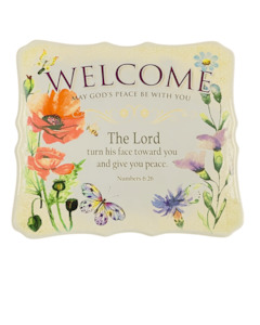Wooden Plaques: Plaque Wood - Welcome May God's Peace ... 22X19Cm