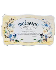 Wooden Plaques: Plaque Wood - Welcome To Our Home 20X13Cm