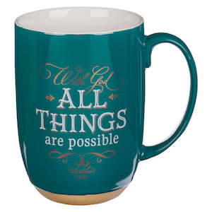 Mugs: All Things are Possible Green Ceramic Coffee Mug
