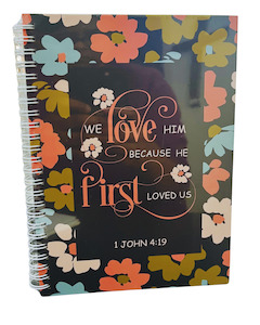 Journals: Journal Spiral Blue?pink Flowers - We Love Him because