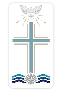 Candle Transfer Sticker - Blue Cross with Dove and Shell