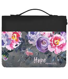 Bible Cases Accessories: Bible Cover Black/Grey Floral - Hope Hebrews 6.19