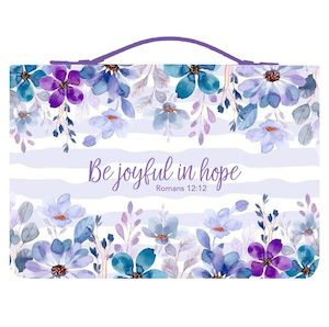 Bible Cover Blue/Pink Floral - Be Joyful in Hope (XL)