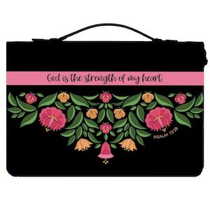 Bible Cases Accessories: Bible Cover Brown Pink Floral - God is the Strength of My Heart (XL)