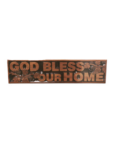Mahogany Plaques: Plaque Mahogany - God Bless Our Home... 60X15Cm