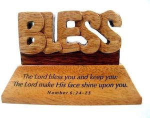 Mahogany Plaques: Desk Plaque Mahogany - Bless