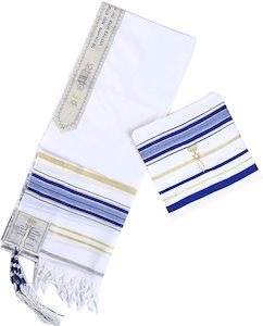 Prayer Shawl (Tallit) Blue/White 72X22 Inch