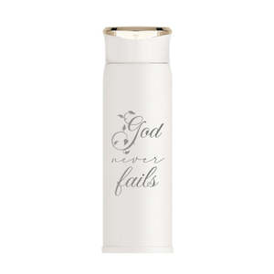 Bottles: Bottle Flask S/Steel White - God Never Fails