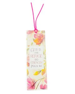 Bookmarks: Bookmark Luxleather Pink Flowers - God is Our Refuge