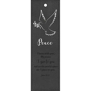 Bookmarks: Bookmark Lux Leather Black - Peace