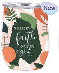 Mothers Day: Tumbler Mug St/Steel 360ml - Walk by Faith - Beige Green