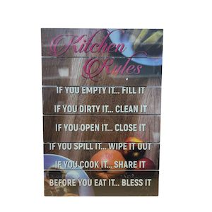 A4 Plaques: Picture Wood - Kitchen Rules (A4)