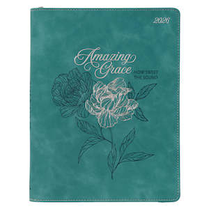 2026 Planners: 2026- Amazing Grace Large Teal Faux Leather 18-Month Planner